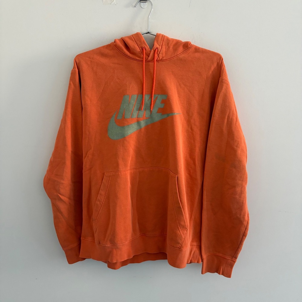 Nike Mens Orange Futura Logo Pullover Hoodie Large